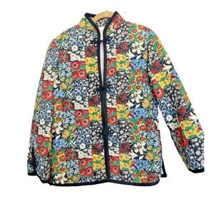 Vintage Quilted Jacket Women  Kimono HandMade Small Patchwork Print Floral